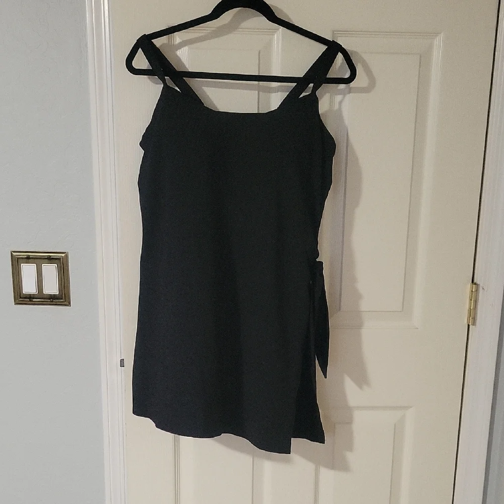 Lands' End Elegant Black One-Piece Swimsuit Dress 16W
